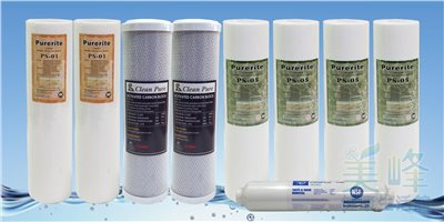 RO逆滲透/RO機/淨水器/飲水機/五道式適用地下水一年份濾心（不含第四道RO膜），通過NSF認證台灣製造9支組✦