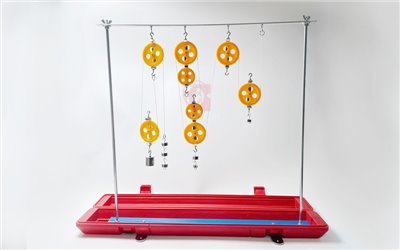 綜合滑輪實驗組組合樣式,Pulley Demonstration Set,Single Pulley ,Double Pulley,基座收藏箱,掛勾砝碼組,國教儀器,A12-052-1