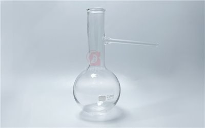 玻璃蒸餾燒瓶,Glass Distilling Flask,有側支圓底燒瓶 ,側支蒸餾瓶,BORO 3.3,硼矽酸鹽玻璃,A1-012,國教儀器