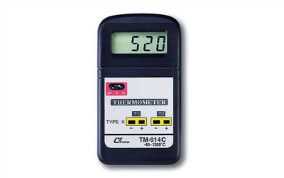 雙組溫度計,THERMOMETER,-40°C～1200°C±1％,兩組溫度測量及顯示(T1或T2),附熱電偶感溫線1條(-40℃～250℃),C1-024,國教儀器