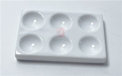 6孔呈色反應盤,陶瓷製 磁點板,Porcelain Spot Plate,Porcelain Spotting Reaction Plate,6 or 12 Wells,陶瓷製,磁點板,A1-094-3,國教儀器