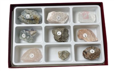 莫氏硬度計(9種),SCOTT,MINERALS IN THE SCALE OF HARDNESS,Crystal,9個標準硬度等級的礦物水晶,滑石,Talc,石膏,Gypsum,方解石,Calcite,螢石,Fluorite,磷灰石,Apatite,長石,Feldspar,石英,Quartz,綠柱石,Beryl,剛玉,Corundum,C1-057-2