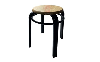 鐵製加圈扁管木紋椅面實驗椅,Experimental chair,加圈扁管椅,尺寸約ψ28×高47cm,A5-027-2,國教儀器