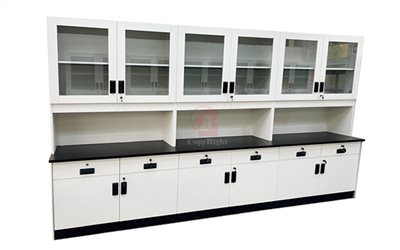 器材櫃(上玻璃門/具檯面/下抽+門片)