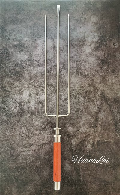 S.T不鏽鋼紅木柄烤肉叉(三叉)