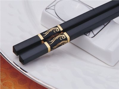 黑金玉蘭花筷