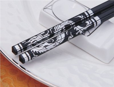 黑銀龍紋筷 