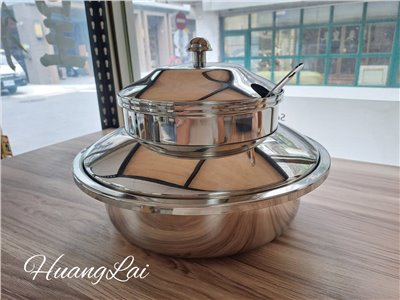 不銹鋼圓型湯鍋 (含湯匙)(現貨)