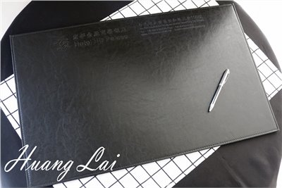 皮製黑色書桌簽名墊含烙印 (訂製品)   