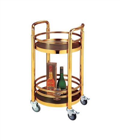 鈦金圓型酒水車 (雙環)