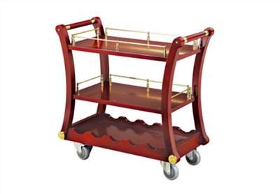 銅木三層酒水服務車   