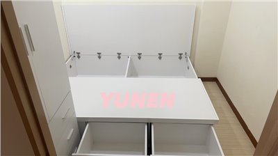 客製雙人純白三抽+上掀高床台