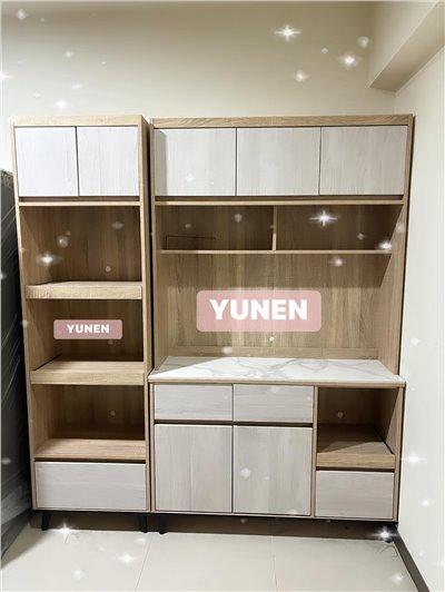 北歐雙色高腳電器櫃+4尺岩板餐櫃組