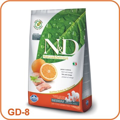 【Famina法米納】GD-8 天然無穀糧-挑嘴成犬潔牙顆粒(鯡魚甜橙)（7kg）