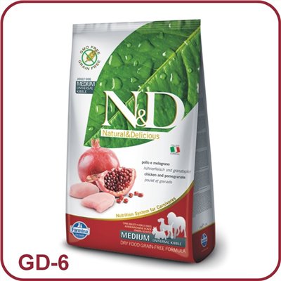 【Famina法米納】GD-6 天然無穀糧-挑嘴成犬潔牙顆粒(雞.石榴)（2.5kg）