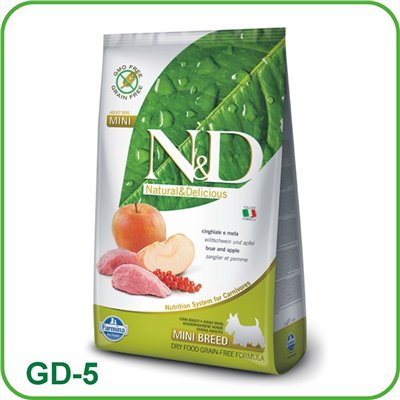 【Famina法米納】GD-5 天然無穀糧-挑嘴成犬小顆粒(野豬蘋果)（2.5kg）