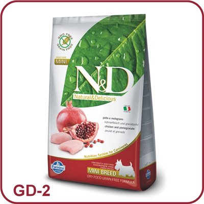 【Famina法米納】GD-2 天然無穀糧-挑嘴成犬小顆粒(雞.石榴)（2.5kg）