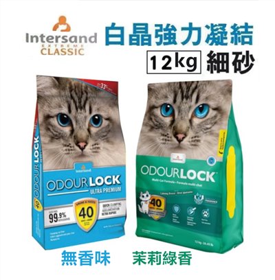【 加拿大 Intersand】 頂級白晶強力凝結細砂 貓砂 12kg(無味/茉莉綠)