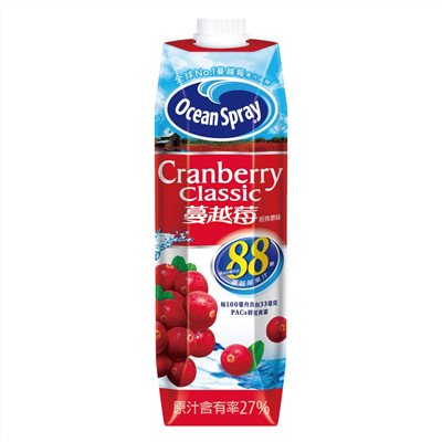 優鮮沛 蔓越莓綜合果汁飲料-經典原味 1L