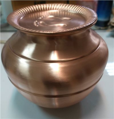 銅製儲水桶 (Jeevarasam Pot)，5 公升, 含蓋子