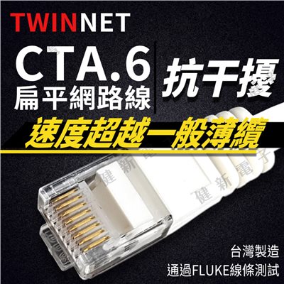 Twinnet Cat.6扁平網路線 1.2.3.5米 附測試報告