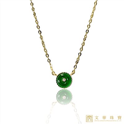 翡翠古錢黃K項鍊