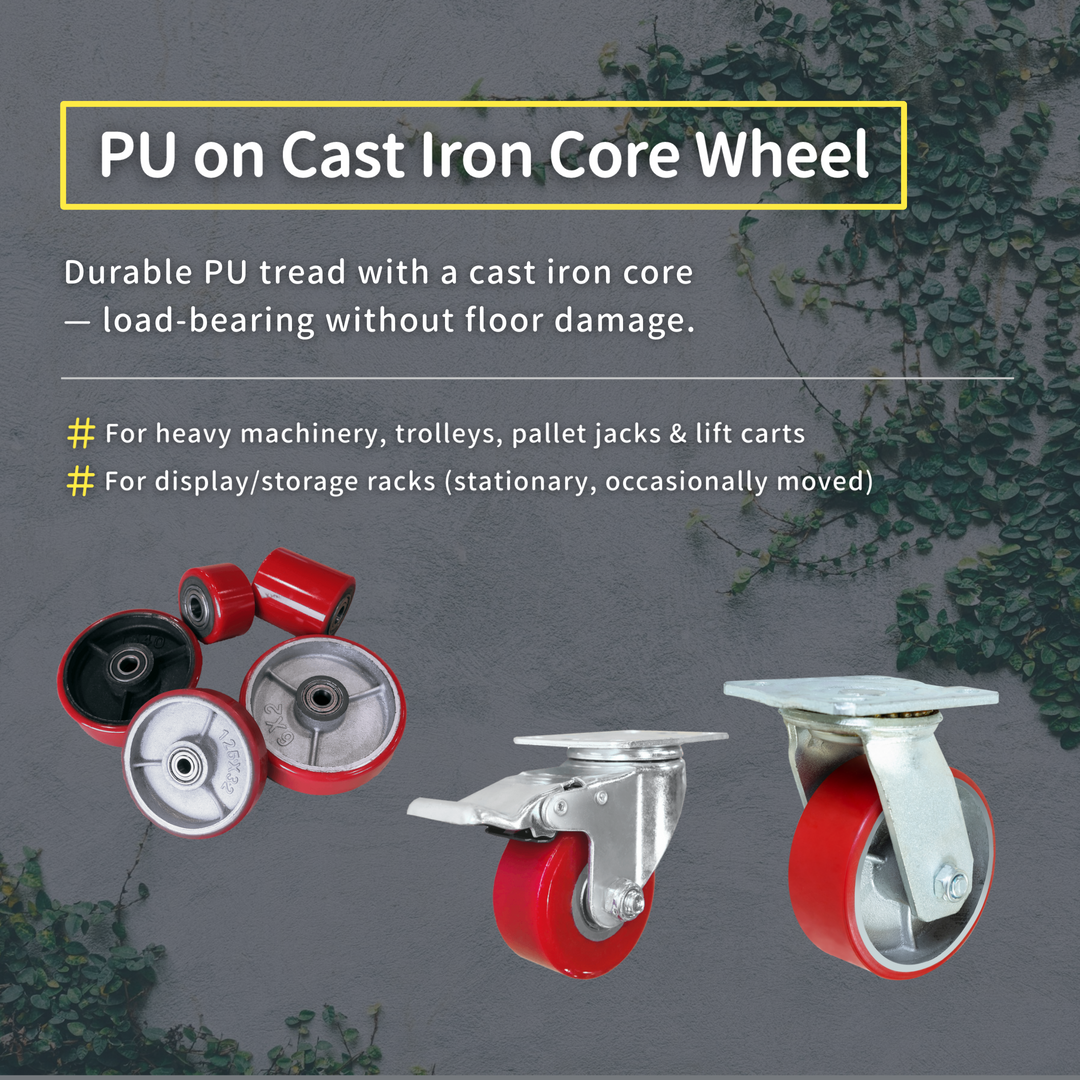 Outdoor Caster Wheels for Heavy Duty Use | PU on Iron Core Heavy Duty Casters | UP & UP