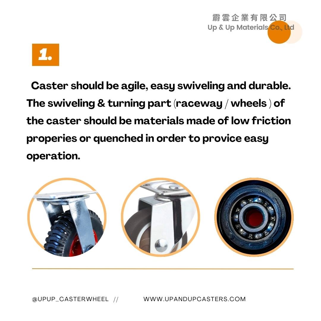 Close-up of caster raceway and ball bearing parts for smooth swiveling and durability UP&UP Casters
