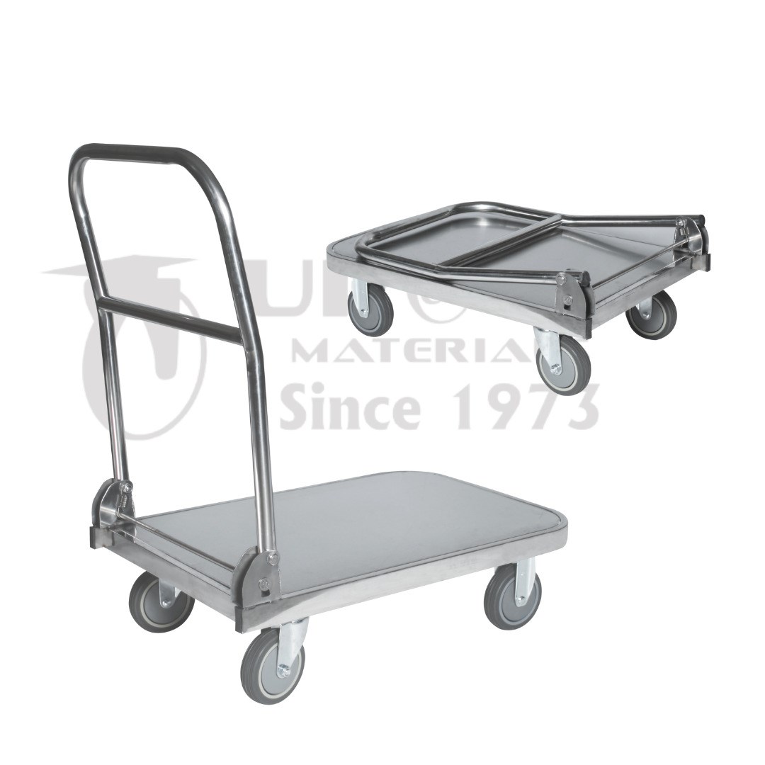 Foldable stainless steel hand truck with 4 casters for heavy duty handling, UP&UP Casters