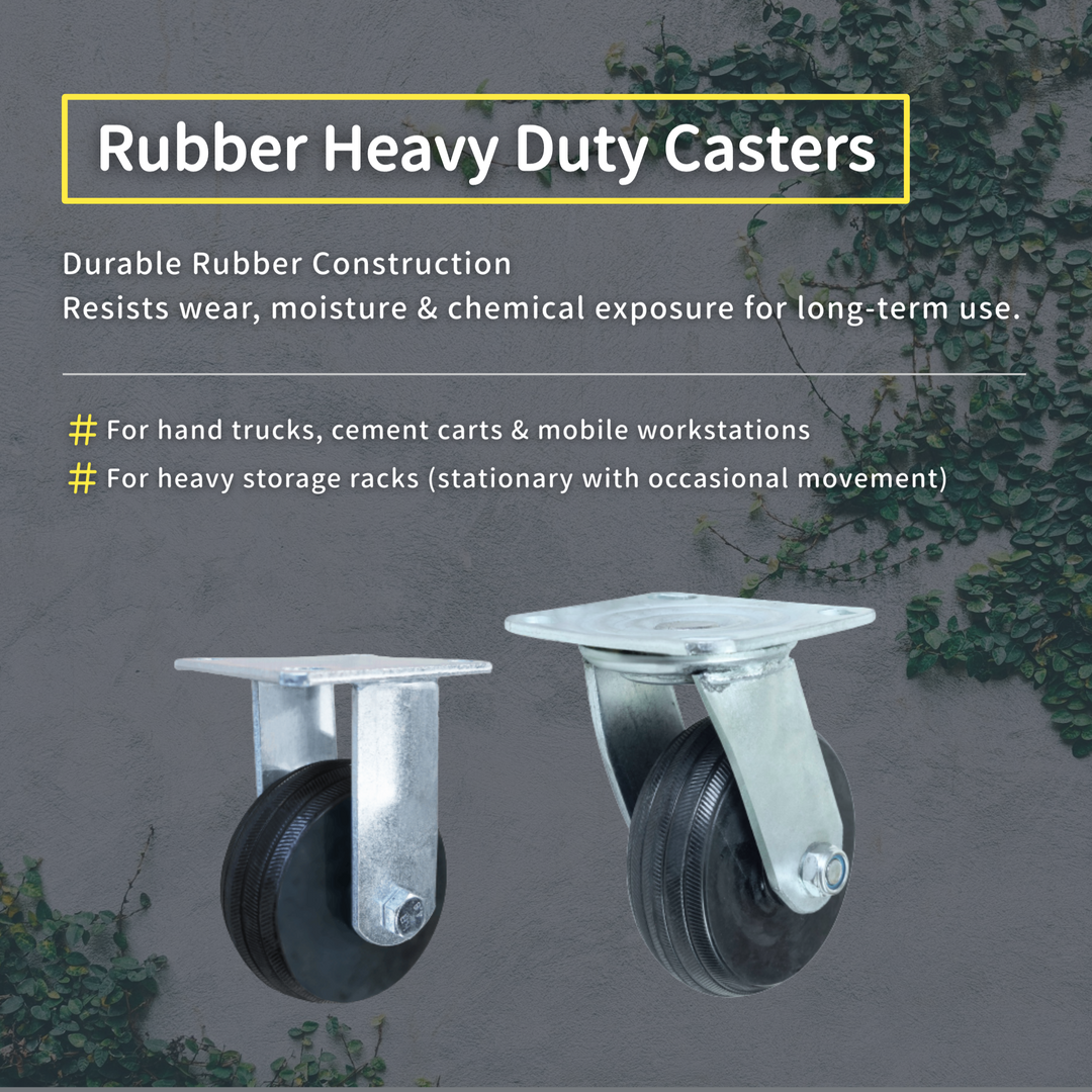 Outdoor Caster Wheels for Heavy Duty Use | Rubber Hard Wheel Casters | UP & UP