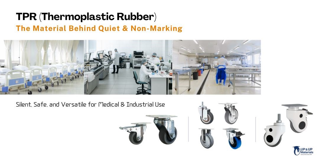 TPR caster wheels for medical and industrial use, silent and non-marking for safe and versatile applications UP&UP Casters