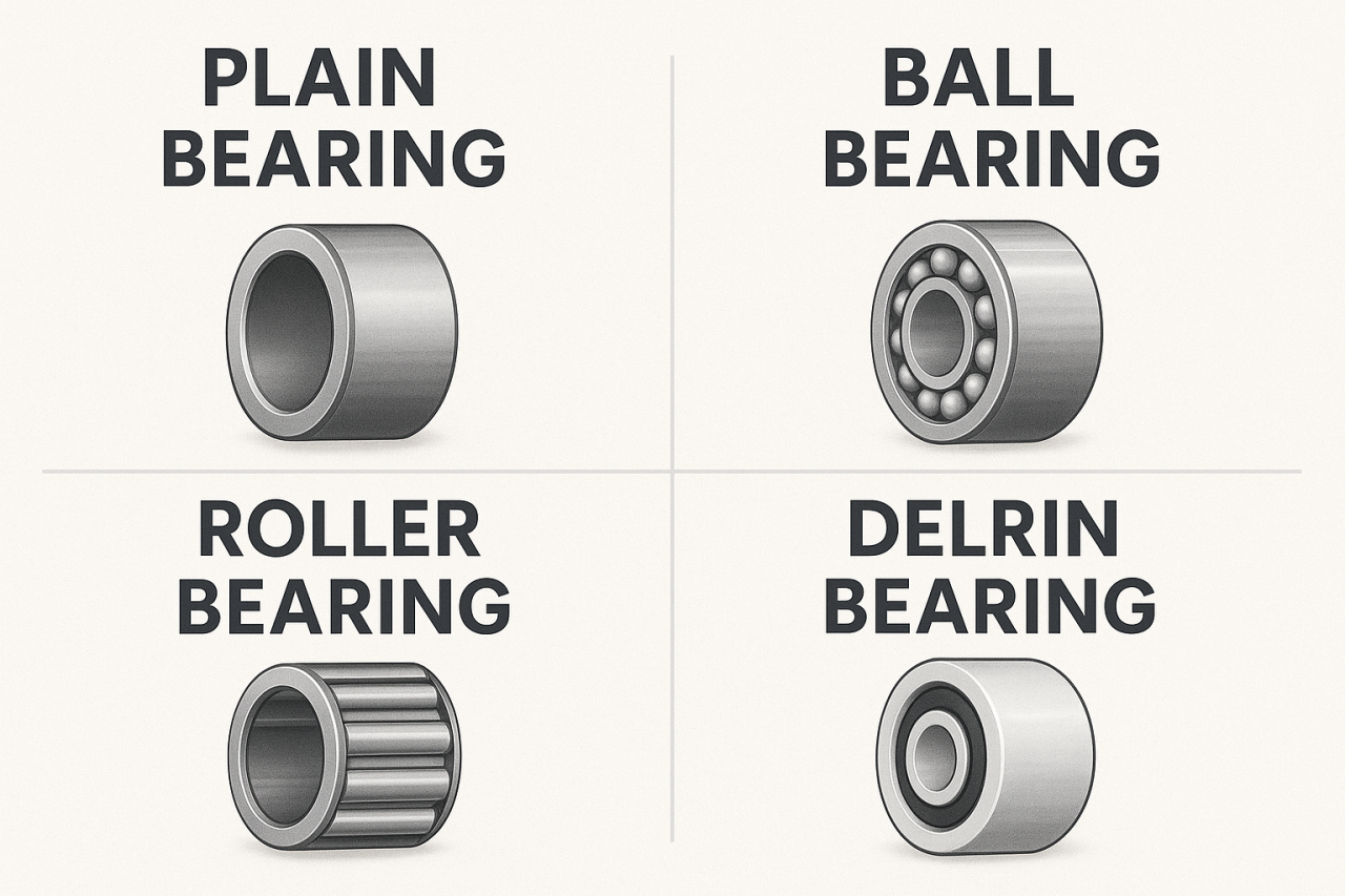 caster wheel bearings, plain bearing, roller bearing, ball bearing, dalton Acetal bearing