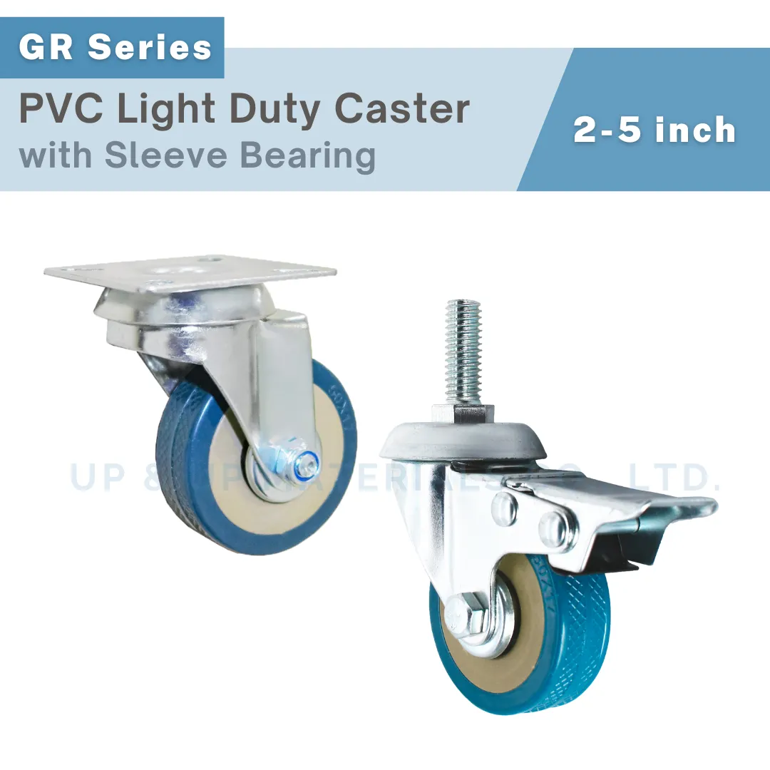 Green PVC swivel and threaded stem caster wheels with sleeve bearing, UP&UP Casters