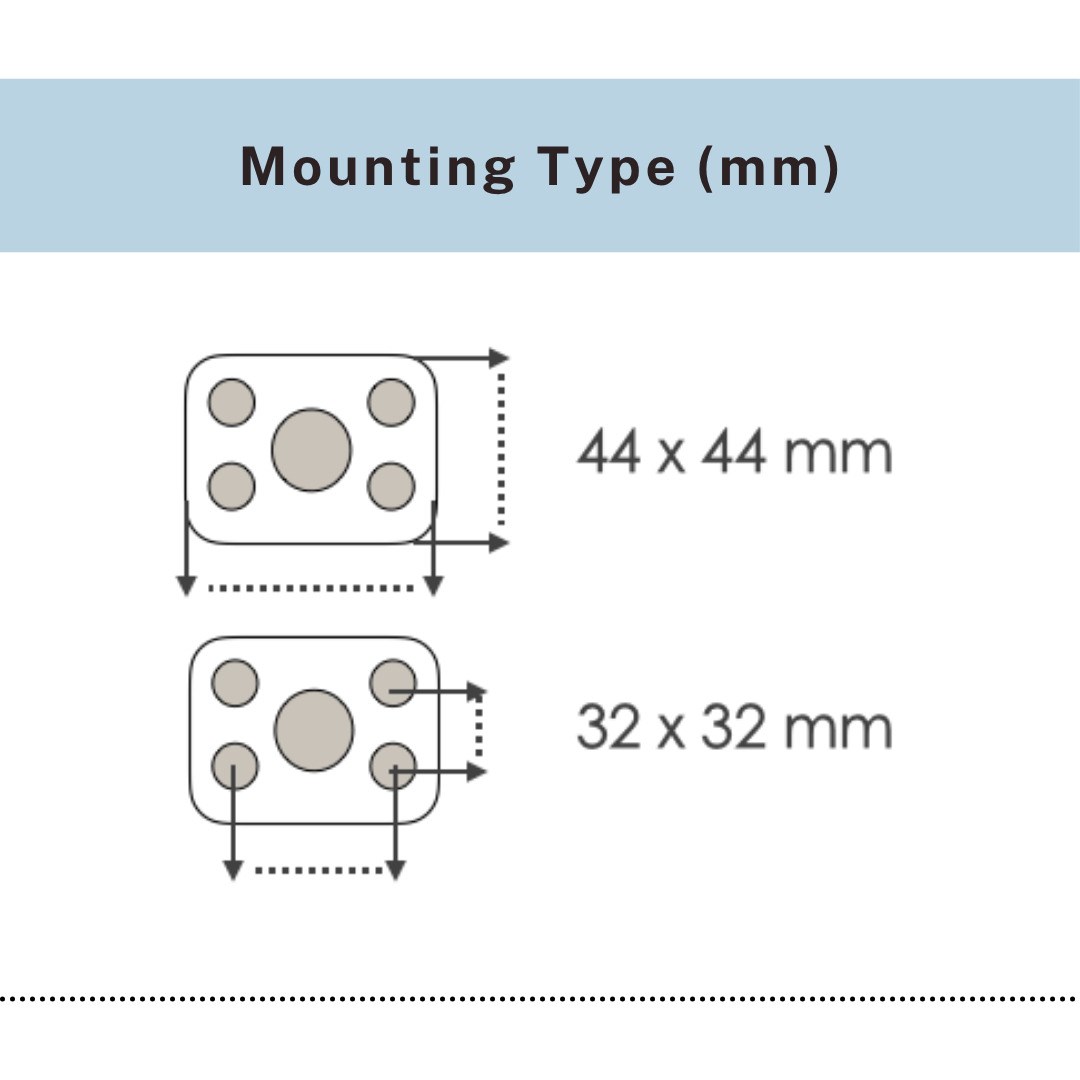 Mounting plate dimensions 44x44mm and 32x32mm for 1.5 inch PU caster, UP&UP Casters