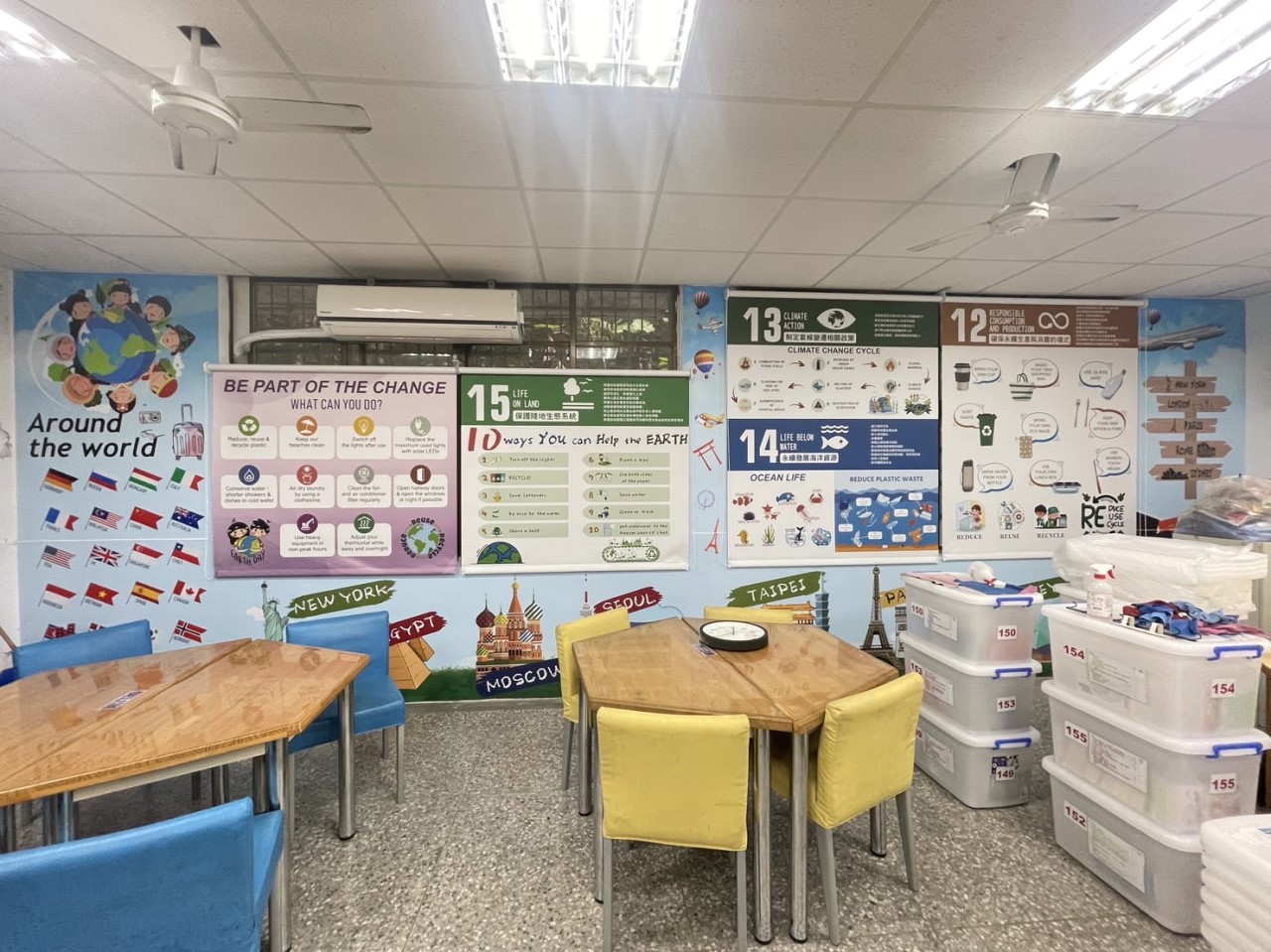 五股國中英文教室sdgs｜彩噴捲簾 噴圖捲簾 校園遮光遮陽【皇統數位科技】